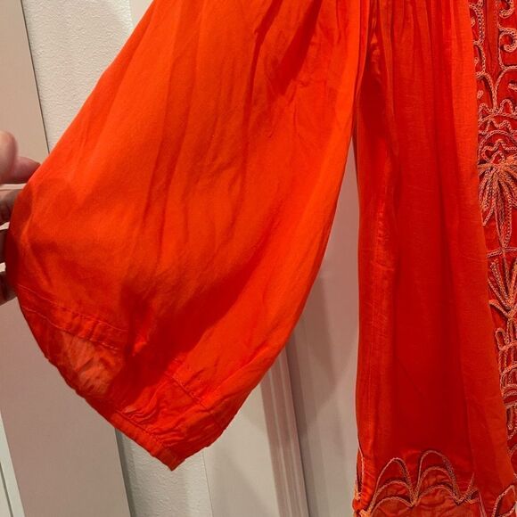 Poupette St Barth Embroiderer Off the Shoulder Coral Top.Size M - Picture 8 of 14